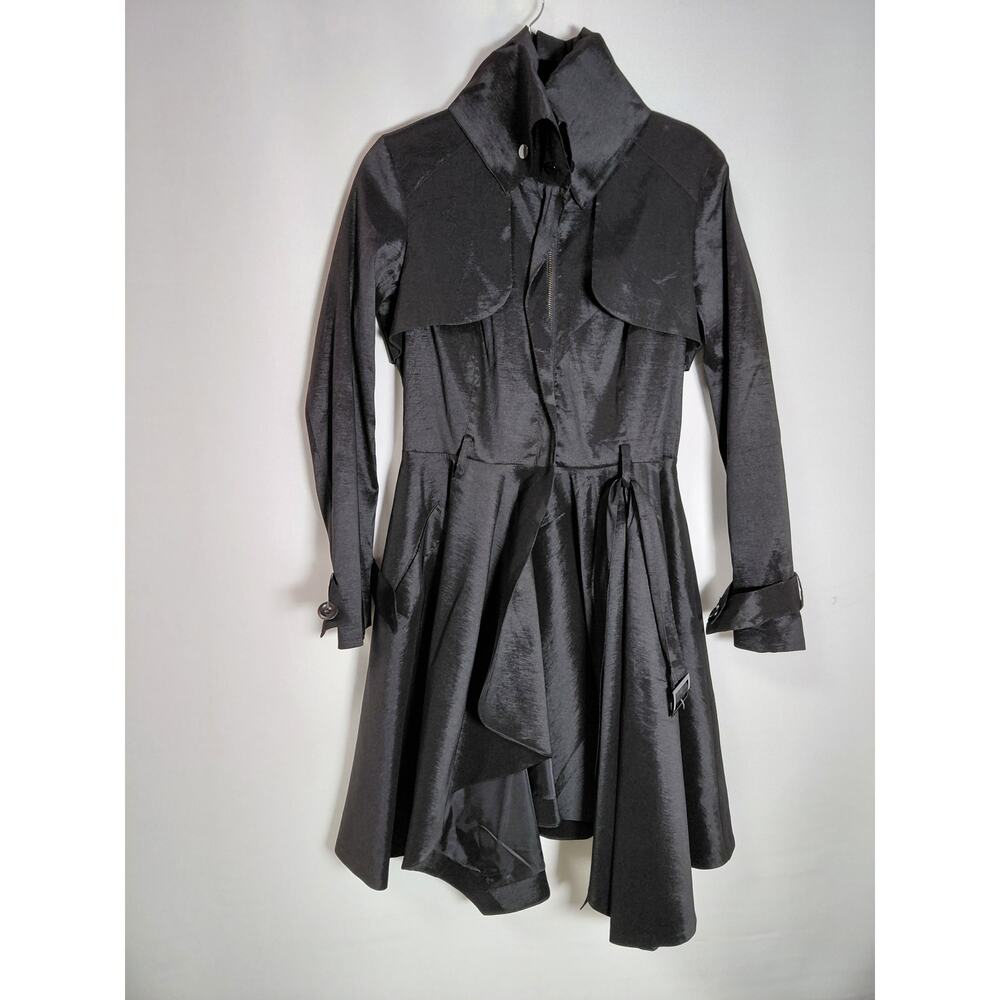 NWT Belle Fare Black Trench Coat Solid Long Sleeve Women Size S